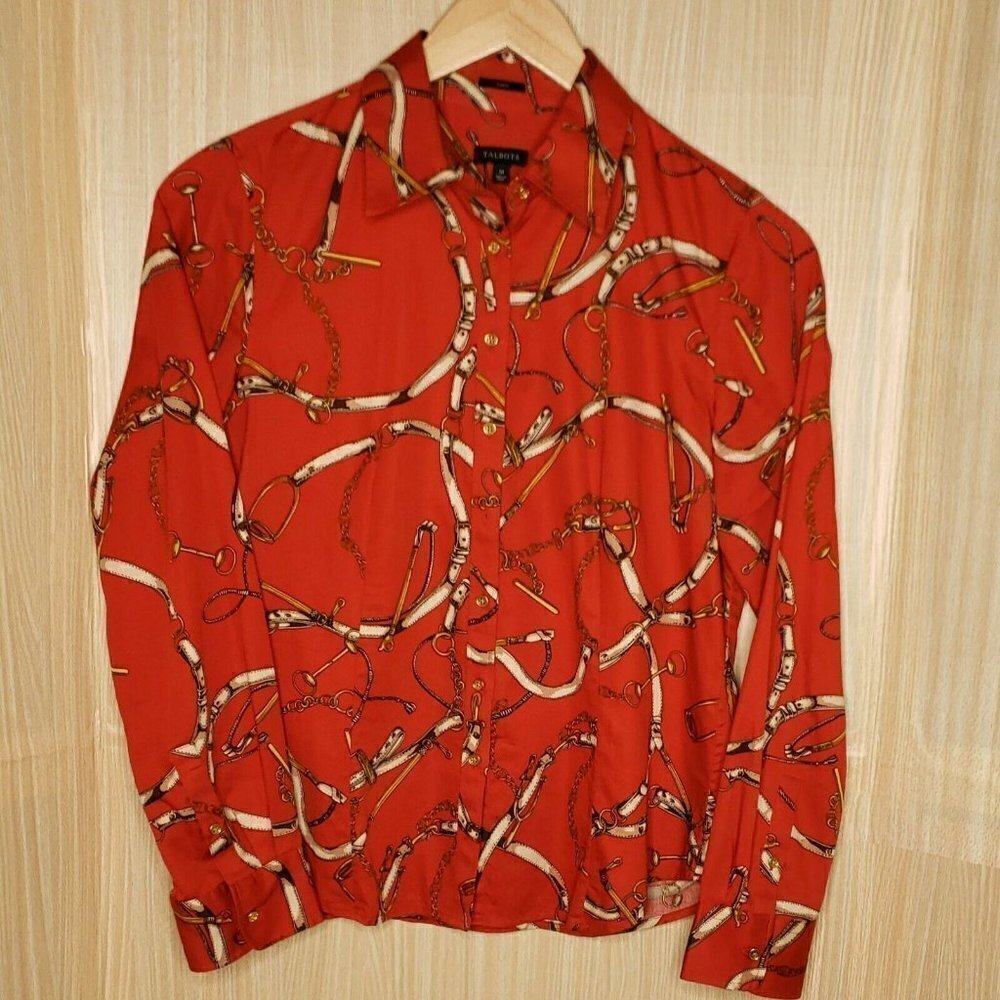 Talbots Button Down Top With Purse Strap Detail 10